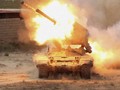 Pháo phản lực nhiệt áp TOS-1A Solntsepek phóng đạn. Ảnh Rusvesna