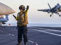 Hoạt động huấn luyện trên tàu sân bay USS Carl Vinson Hải quân Mỹ trên đường đến Tây Thái Bình Dương và Biển Đông. Ảnh: war.163.com