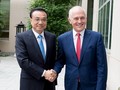 Thủ tướng Trung Quốc Lý Khắc Cường và Thủ tướng Australia Malcolm Turnbull tại Canberra ngày 24/3/2017. Ảnh: Tân Hoa xã