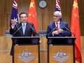Ngày 24/3/2017, Thủ tướng Trung Quốc Lý Khắc Cường và Thủ tướng Australia Malcolm Turnbull gặp gỡ với báo chí. Ảnh: Wenxuecity