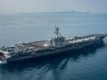 Tàu sân bay động cơ hạt nhân USS Carl Vinson ở eo biển Sunda ngày 15/4/2017. Ảnh: New York Times