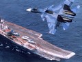 Chiến đấu cơ SU-33 bay phía trên tàu sân bay Đô đốc Kuznetsov đang trên đường tới Syria