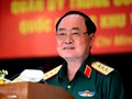 Thượng tướng Trần Đơn - Thứ trưởng Bộ Quốc phòng báo cáo tình hình sử đụng đất quốc phòng khu vực sân bay Tân Sơn Nhất tại Hội nghị sáng 8.8 Ảnh: Ngọc Dương