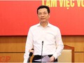 Bộ trưởng Nguyễn Mạnh Hùng phát biểu tại buổi làm việc. Ảnh Mic