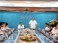 Chủ tịch Ủy ban Trung ương Mặt trận Tổ quốc Việt Nam Nguyễn Thiện Nhân phát biểu tại buổi làm việc.