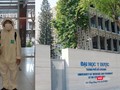 Phun khử trùng giảng đường tại ĐH Y Dược TP.HCM (Ảnh- Hòa Bình ghép)
