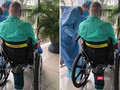 Bệnh nhân 91 đã có thể ra ngoài đi dạo, phơi nắng trên xe lăn (Ảnh: BVCR)