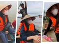 Thuỷ Tiên đi cứu trợ đồng bào vùng lũ miền Trung (Ảnh: FBNV, Hoà Bình ghép)