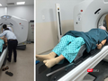 Một trong những bệnh nhân đầu tiên được thực hiện CT mô phỏng trước khi được xạ trị vùng đầu cổ trong cùng một ngày - Ảnh: BVCC 