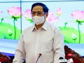 Thủ tưởng Phạm Minh Chính tại cuộc họp với TP.HCM sáng 13/5 -Ảnh Huyền Mai