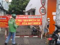 Chốt bảo vệ vùng xanh - vùng bình thường mới ở Quận 7- Ảnh: Trần Nguyên Anh