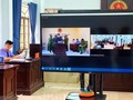 Phiên tòa trực tuyến tại Tòa án nhân dân thành phố Thủ Đức. (Ảnh: Thành Chung -TTXVN)