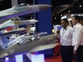 Mô hình các dòng máy bay Su do hãng Sukhoi của Nga tại triển lãm Hàng không Singapore 2016. Ảnh EPA