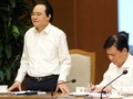 Bộ trưởng Bộ GD&ĐT Phùng Xuân Nhạ yêu cầu các tác giả, Hội đồng Thẩm định SGK quốc gia rà soát, giải trình, tiếp thu, hoàn thiện để chất lượng SGK ngày càng tốt hơn. Ảnh: VGP.