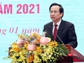 Bộ trưởng Đào Ngọc Dung cho biết năm 2021, Bộ sẽ tiếp tục đẩy mạnh cải cách hành chính, ứng dụng công nghệ thông tin nhằm đáp ứng tốt hoạt động quản lý, chỉ đạo, điều hành thực hiện nhiệm vụ về lao động, người có công và xã hội. Ảnh: Bộ LĐ-TB&XH.