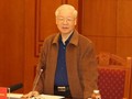 Tổng Bí thư Nguyễn Phú Trọng phát biểu chỉ đạo cuộc họp.