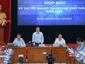 Thứ trưởng Bộ Giáo dục và Đào tạo Nguyễn Hữu Độ trong buổi học báo về kỳ thi tốt nghiệp THPT 2022 -chiều 8/7.