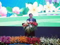 Tổng Bí thư, Chủ tịch nước Lào Thongloun Sisoulith phát biểu tại lễ kỷ niệm. (Ảnh: Bá Thành /TTXVN)