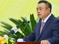 Tân Chủ tịch UBND TP Hà Nội Trần Sỹ Thanh phát biểu sau khi nhậm chức. Ảnh: VTC News.