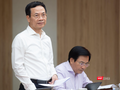 Bộ trưởng Nguyễn Mạnh Hùng phát biểu tại buổi làm việc của Thủ tướng với Viettel.
