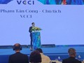 Ông Phạm Tấn Công - Chủ tịch Liên đoàn Thương mại và Công nghiệp Việt Nam phát biểu tại Lễ công bố Báo cáo Kinh tế thường niên đồng bằng sông Cửu Long năm 2023.