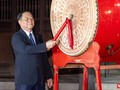 Ông Nguyễn Trọng Nghĩa đánh trống khai mạc Ngày Sách và Văn hóa đọc Việt Nam lần thứ ba năm 2024.