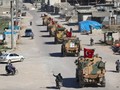 Một đoàn xe quân sự của Thổ Nhĩ Kỳ di chuyển tại khu phi quân sự phía Bắc tỉnh Idlib (Ảnh: AFP)