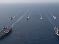 Chiến hạm Mỹ, Pháp, Đan Mạch tuần tra chung trên biển vào tháng 4/2019 (Ảnh: US Navy)