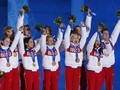 Đội vận động viên trượt băng Nga giành huy chương vàng trong Thế vận hội Sochi năm 2014 (Ảnh: RT)