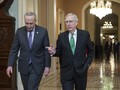 Thủ lĩnh phe thiểu số Chuck Schumer (trái) và Thủ lĩnh phe đa số tại Thượng viện Mitch McConnell rất nỗ lực để thông qua gói cứu trợ (Ảnh: Politico)