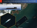 Ảnh vệ tinh được Sentinel-2 chụp lại cho thấy tàu ngầm Type 094 của Trung Quốc nổi lên ở eo biển Đài Loan (Ảnh: H.I Sutton)