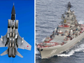 Chiến đấu cơ đánh chặn MiG-31 và tàu tuần dương lớp Kirov của Nga. Ảnh: MW.