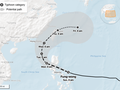 Đường đi dự kiến của siêu bão Fung-wong. Ảnh: Reuters.