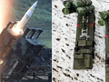 Bệ phóng ATACMS (trái) và bệ phóng S-400. Ảnh: MW.