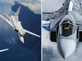 Máy bay ném bom Tu-22M3 và máy bay chiến đấu Gripen. Ảnh: MW.