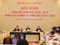 Hội nghị trực tuyến tổng kết năm học 2018-2019 và triển khai nhiệm vụ năm học 2019-2020. Ảnh: Minh Thúy.