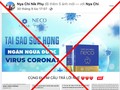 Bài viết quảng cáo sản phẩm súc họng Neco chặn COVID (Ảnh - VT) 