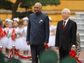 Tổng Bí thư, Chủ tịch Nước Nguyễn Phú Trọng chủ trì lễ đón trọng thể Tổng thống Ấn Độ tại Phủ Chủ tịch.