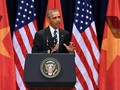 Tổng Thống Obama khi đang phát biểu tại Trung tâm Hội nghị quốc gia.