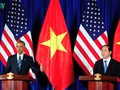 Tổng thống Mỹ Barack Obama và Chủ tịch nước Trần Đại Quang tại buổi họp báo chung ngày 23/5.