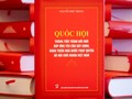 Cuốn sách "Quốc hội trong tiến trình đổi mới đáp ứng yêu cầu xây dựng, hoàn thiện Nhà nước pháp quyền xã hội chủ nghĩa Việt Nam" của Tổng Bí thư Nguyễn Phú Trọng. Ảnh: Quốc hội.