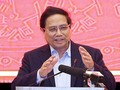 Thủ tướng Phạm Minh Chính tại buổi làm việc với Ban Thường vụ Thành ủy Đà Nẵng vào đêm qua (9/2). Ảnh VGP