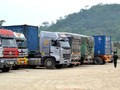 Xe chở gạo nằm chờ nhiều ngày qua tại khu vực biên giới tỉnh Lào Cai.
