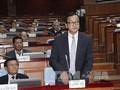 Chủ tịch CNRP Sam Rainsy phát biểu tại phiên họp Quốc hội khóa 5. Ảnh: Xuân Khu - P/v TTXVN tại Campuchia.