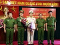 Đại tá Trần Ngọc Hà (giữa) tại buổi công bố quyết định bổ nhiệm. Nguồn: bộ Công an
