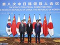 Thủ tướng Trung Quốc Lý Khắc Cường, Thủ tướng Nhật Bản Shinzo Abe và Tổng thống Hàn Quốc Moon Jae-in tại Hội nghị thượng đỉnh tổ chức tại Thành Đô, Trung Quốc ngày 24/12 (Ảnh: China Daily)