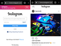 Giao diện đăng nhập và giao diện chính trên phiên bản web của Instagram.