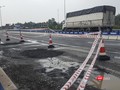 Hư hỏng xuất hiện tại Km 0+50 đoạn nút giao Túy Loan, thuộc Dự án đường cao tốc Đà Nẵng-Quảg Ngãi