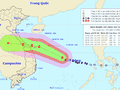 Dự báo của Trung tâm Khí tượng thủy văn quốc gia về đường đi của bão số 5