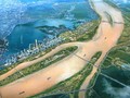 Phối cảnh quy hoạch thành phố Hà Nội dọc hai bên sông Hồng.